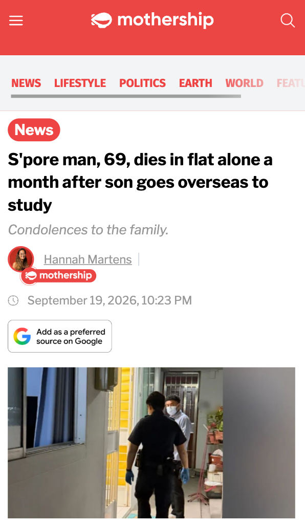 News article about a man found dead after living alone